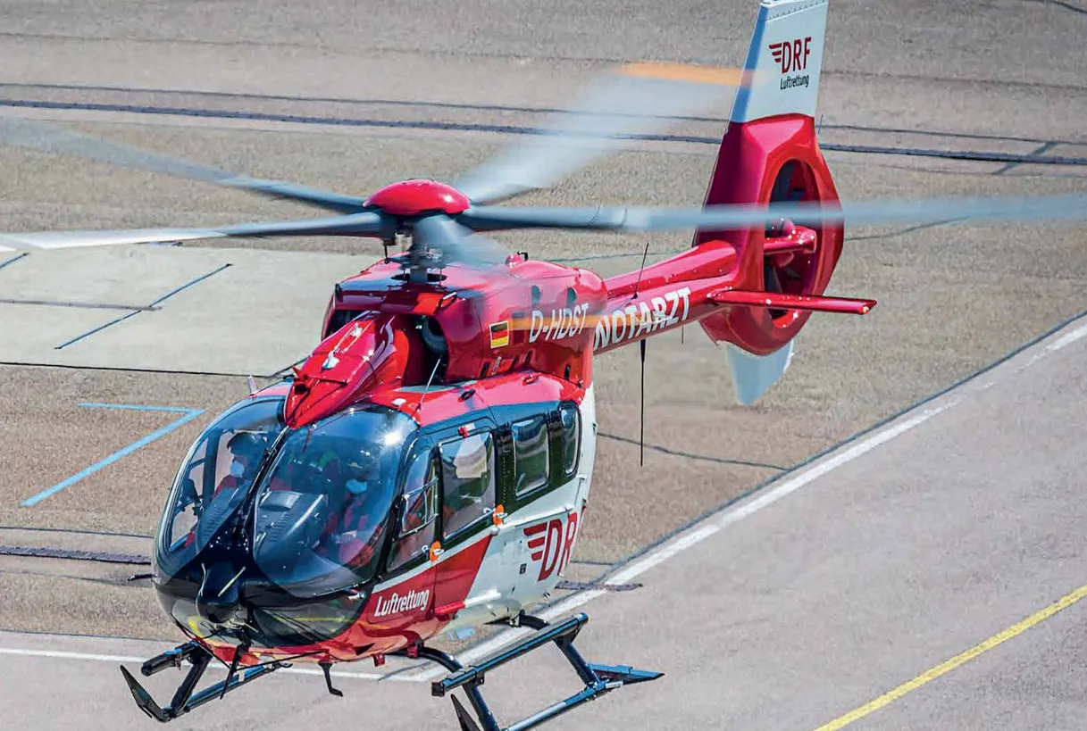 Professional medical helicopter equipped for emergency medical services and patient transport